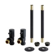 Milano - Modern Angled Radiator Valve and Pipe Set - Black