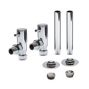 Milano - Minimalist Angled Radiator Valve and Pipe Sleeve Set - Choice of Finish