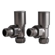 Milano - Gun Metal Grey Modern Angled Radiator Valves (Pair)