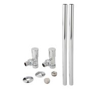 Milano - Modern Angled Radiator Valve and Pipe Set - Chrome