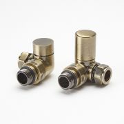 Milano - Brushed Gold Modern Corner Radiator Valves (Pair)