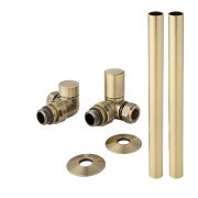 Milano - Modern Corner Radiator Valve and Pipe Set - Brushed Gold