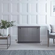 Milano Windsor - Anthracite Horizontal Traditional Triple Column Radiator - 600mm x 785mm