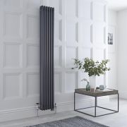 Milano Windsor - Anthracite Vertical Dual Fuel Traditional Column Radiator - 1800mm x 290mm (Triple Column) - Choice of Valve and Wi-Fi Thermostat