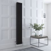 Milano Windsor - Black 1800mm Vertical Traditional Triple Column Radiator - Choice of Size and Feet