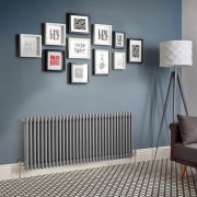 Milano Windsor - Metallic Silver Horizontal Traditional Column Radiator - Triple Column - Choice of Size