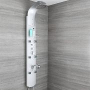 Milano Baya - Modern Exposed Thermostatic Shower Tower Panel with Large Shower Head, Hand Shower and Body Jets - Chrome
