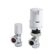 Milano - White Thermostatic Angled Radiator Valves (Pair)