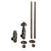 Milano Windsor - Antique Style Thermostatic Angled Radiator Valve and Pipe Set - Brass