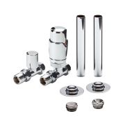 Milano - Thermostatic Straight Radiator Valve and Pipe Sleeve Set - Choice of Finish