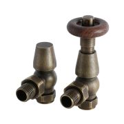 Milano Windsor - Brass Traditional Thermostatic Angled Radiator Valves (Pair)