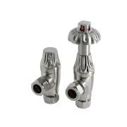 Milano Windsor - Antique Style Satin Nickel Thermostatic Angled Radiator Valves (Pair)