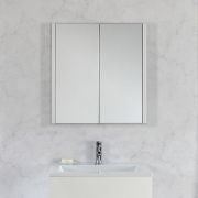 Milano Lurus - White Modern Wall Hung Bathroom Mirrored Cabinet - 650mm x 600mm