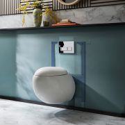 Milano Mellor - White Modern Wall Hung Toilet with Short Wall Frame - Choice of Flush Plate