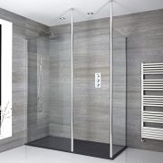 Milano Alto - Chrome Corner Walk-In Shower Enclosure with Slate Tray - Choice of Size