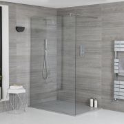Milano Portland - Chrome Walk-In Shower Enclosure with Slate Tray - Choice of Size
