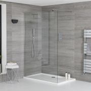 Milano Portland - Chrome Walk-In Shower Enclosure with Tray - Choice of Size