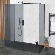 Milano Nero-Luna - Smoked Glass 3 Sided Walk-In Shower Enclosure with Slate Tray - Choice of Sizes