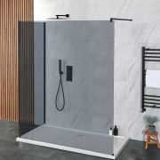Milano Nero-Luna - Smoked Glass 2 Sided Walk-In Shower Enclosure with Tray - Choice of Sizes