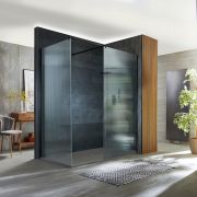 Milano Florence - Fluted Glass Black Corner Walk-In Shower Enclosure with Slate Tray - Choice of Sizes