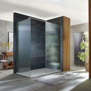 Milano Florence - Fluted Glass Chrome Corner Walk-In Shower Enclosure with Slate Tray - Choice of Sizes
