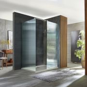 Milano Florence - Fluted Glass Chrome Corner Walk-In Shower Enclosure with Tray - Choice of Sizes