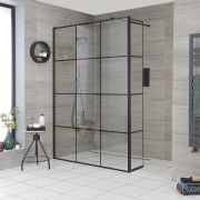 Milano Barq - 1950mm Wet Room Screen - Choice of Sizes and Hinged Return Panel
