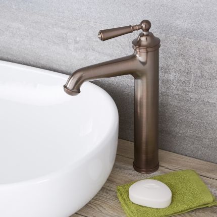 Tall Basin Mixer Brushed Brass - Highgrove Bathrooms