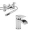 Milano Razor - Modern Waterfall Basin Tap with Matching Bath Mixer Tap and Hand Shower Set - Chrome