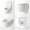 Milano Altham - White Modern Round Rimless Wall Hung Toilet with Soft Close Seat