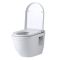 Milano Newby - White Modern Round Wall Hung Toilet with Soft Close Seat