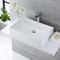 Milano Westby - White Modern Rectangular Countertop Basin with High Rise Mixer Tap - 610mm x 400mm