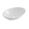 Milano Altham - White Modern Oval Countertop Basin with Wall Mounted Mixer Tap - 520mm x 320mm