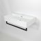 Milano Elswick - White Modern 750mm x 420mm Rectangular Wall Hung Basin with Black Towel Rail