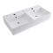 Milano Dalton - White Modern Double Rectangular Countertop Basin - 820mm x 420mm (2 Tap-Holes) - with Chrome Overflow