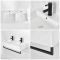 Milano Elswick - White Modern 820mm x 420mm Rectangular Double Wall Hung Basin with Black Towel Rail