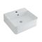 Milano Farington - White Modern Rectangular Countertop Basin - 460mm x 420mm (1 Tap-Hole) - with Chrome Overflow
