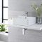 Milano Farington - White Modern Rectangular Countertop Basin - 460mm x 420mm (1 Tap-Hole) - with Chrome Overflow