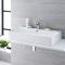 Milano Farington - White Modern Rectangular Countertop Basin (1 Tap-Hole) - Choice of Size and Overflow Ring Finish