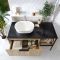 Milano Florence - Black and Light Oak Fluted Vanity Unit - Choice of Size and Basin