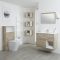 Milano Bexley - Light Oak Modern 800mm Open Shelf Vanity Unit, WC Unit and Back to Wall Pan