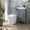Milano Aston - Light Grey 400mm Traditional Vanity Unit with Basin and WC Unit with Rivington Back to Wall Toilet - Choice of Handles