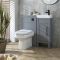 Milano Aston - Light Grey 400mm Traditional Vanity Unit with Basin and WC Unit with Ballam Back to Wall Toilet - Choice of Handles