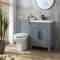Milano Aston - Light Grey 600mm Traditional Vanity Unit with Basin and WC Unit with Richmond Back to Wall Toilet - Choice of Handles