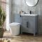 Milano Aston - Light Grey 600mm Traditional Vanity Unit with Basin and WC Unit with Rivington Back to Wall Toilet - Choice of Handles