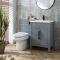 Milano Aston - Light Grey 600mm Traditional Vanity Unit with Basin and WC Unit with Ballam Back to Wall Toilet - Choice of Handles