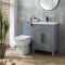 Milano Aston - Light Grey 600mm Traditional Vanity Unit with Basin and WC Unit with Elswick Back to Wall Toilet - Choice of Handles