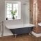 Milano Hest - Stone Grey Traditional Freestanding Corner Shower Bath with Chrome Feet and Screen - 1685mm x 750mm - Left/Right Hand Options