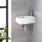 Milano Irwell - White Modern Round Wall Hung Corner Basin with Mono Mixer Tap - 430mm x 280mm