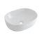 Milano Overton - White Modern Oval Countertop Basin with High Rise Mixer Tap - 480mm x 350mm